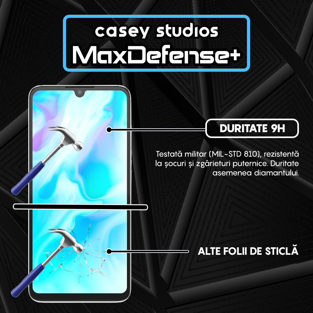 Folie Sticla MaxDefense+ - Huawei P30 Lite/P30 Lite New Edition - Negru
