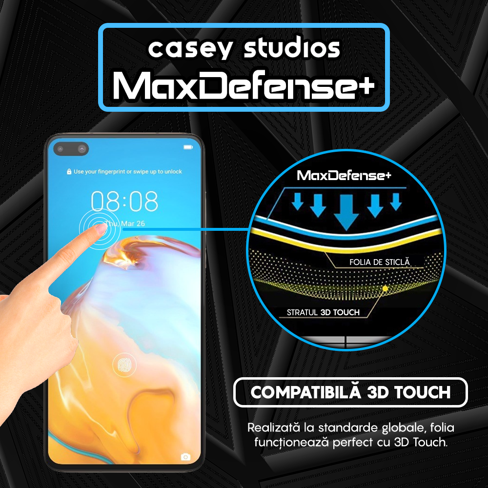 Folie Sticla MaxDefense+ - Huawei P40 - Negru
