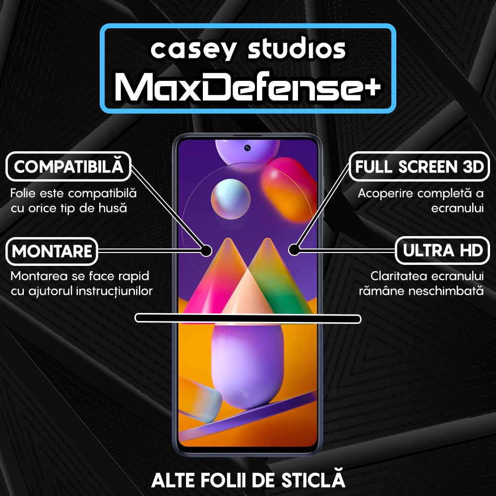 Folie Sticla MaxDefense+ - Samsung Galaxy M31S - Negru