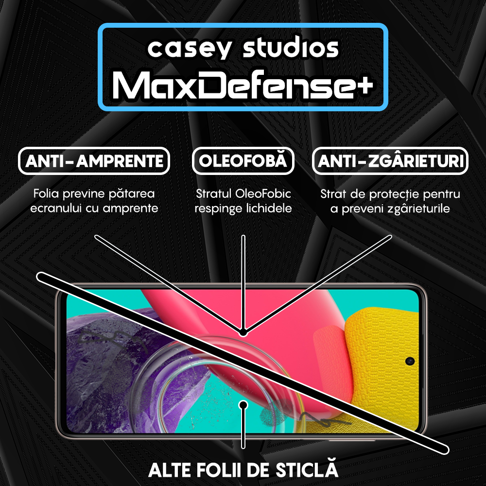 Folie Sticla MaxDefense+ - Samsung Galaxy M53 - Negru