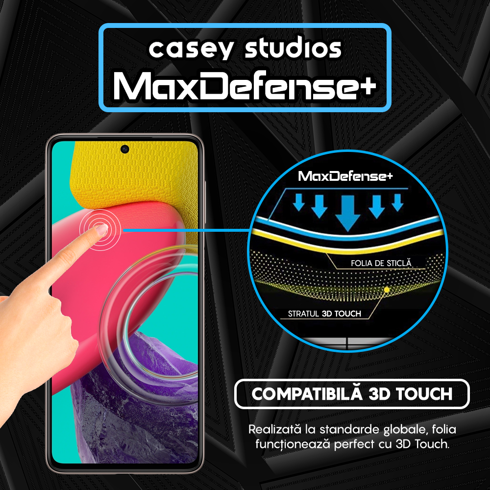 Folie Sticla MaxDefense+ - Samsung Galaxy M53 - Negru