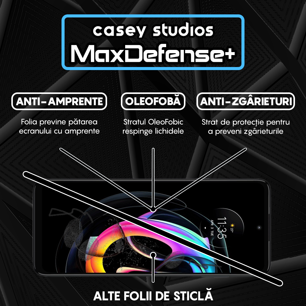 Folie Sticla MaxDefense+ - Motorola Edge 20 Lite - Negru