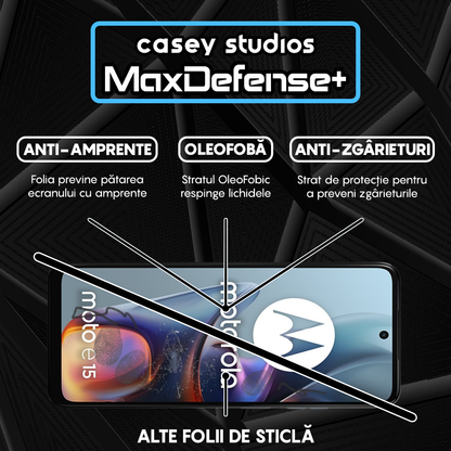 Folie Sticla MaxDefense+ - Motorola Moto E15 - Negru