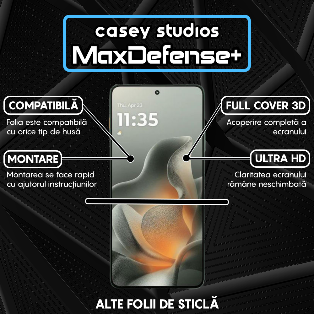 Folie Sticla MaxDefense+ - motorola edge 70 - Negru