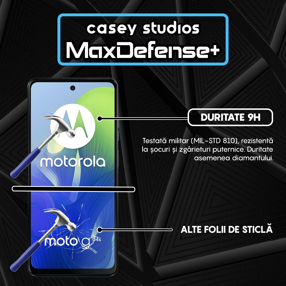Folie Sticla MaxDefense+ - Motorola Moto G04s - Negru