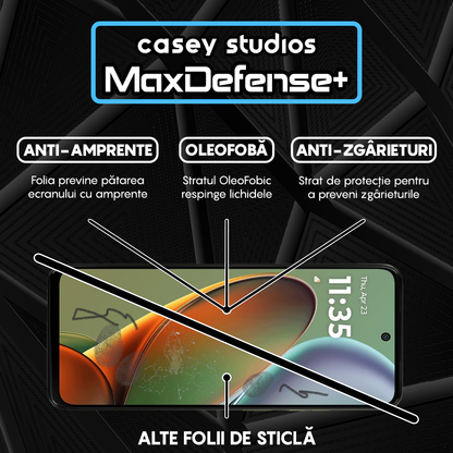 Folie Sticla MaxDefense+ - Motorola Moto G15 Power - Negru