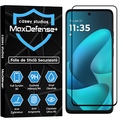Folie Sticla MaxDefense+ - moto g57 power - Negru