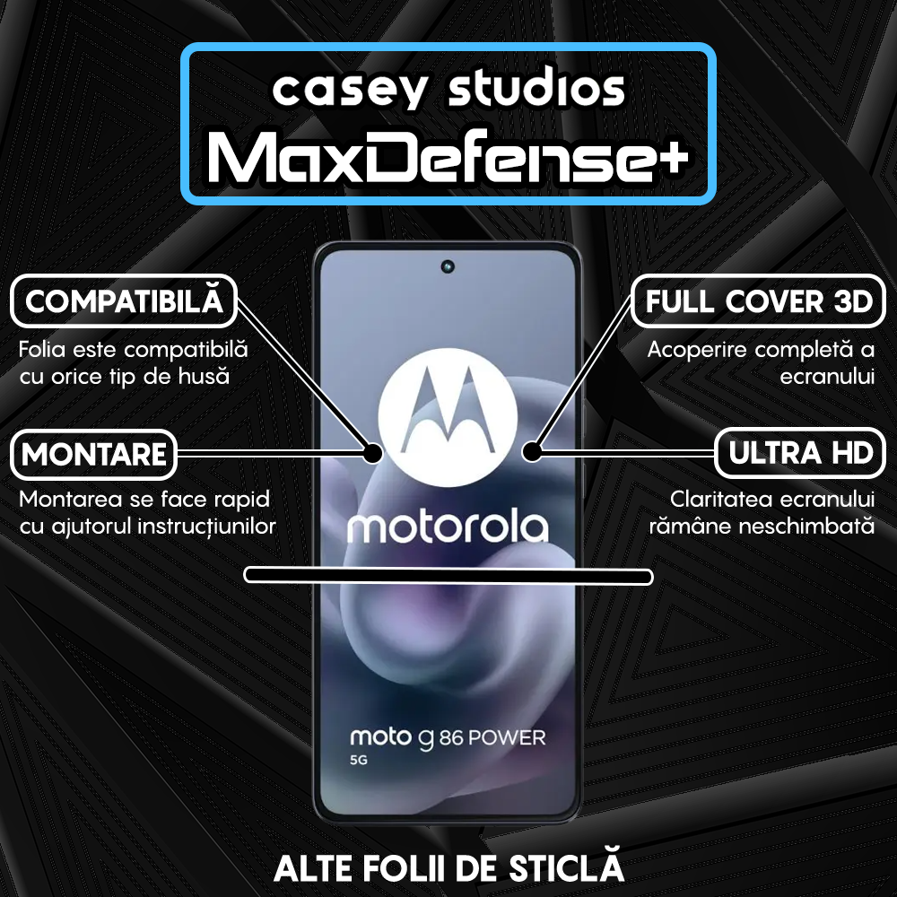 Folie Sticla MaxDefense+ - moto g86 power 5G - Negru