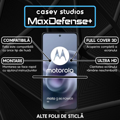 Folie Sticla MaxDefense+ - moto g86 power 5G - Negru