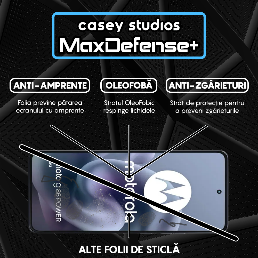 Folie Sticla MaxDefense+ - moto g86 power 5G - Negru