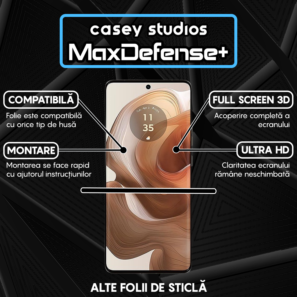 Folie Sticla MaxDefense+ - Motorola Moto X50 Ultra - Negru