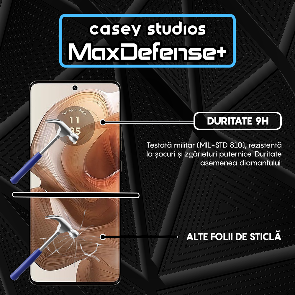 Folie Sticla MaxDefense+ - Motorola Moto X50 Ultra - Negru