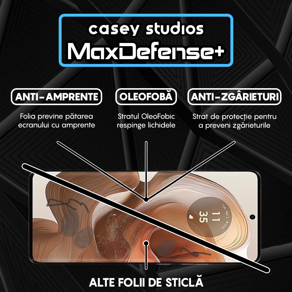 Folie Sticla MaxDefense+ - Motorola S50 Neo - Negru