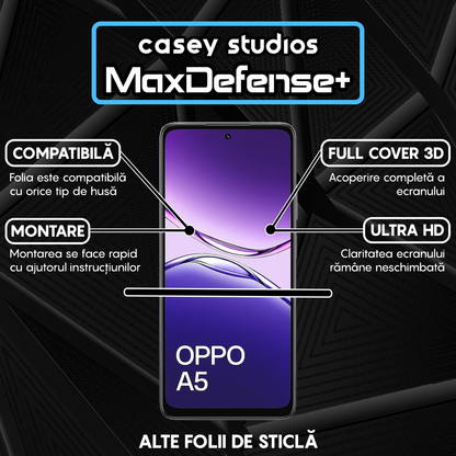 Folie Sticla MaxDefense+ - OPPO A5 5G - Negru