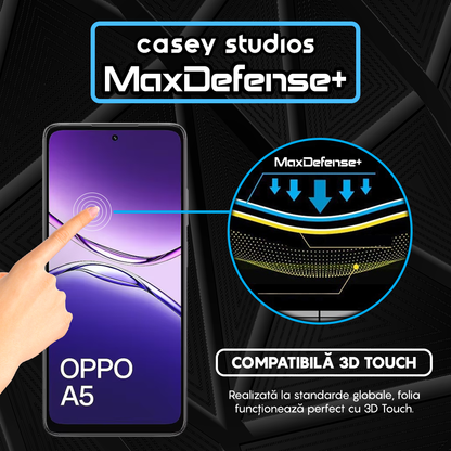 Folie Sticla MaxDefense+ - OPPO A5 5G - Negru