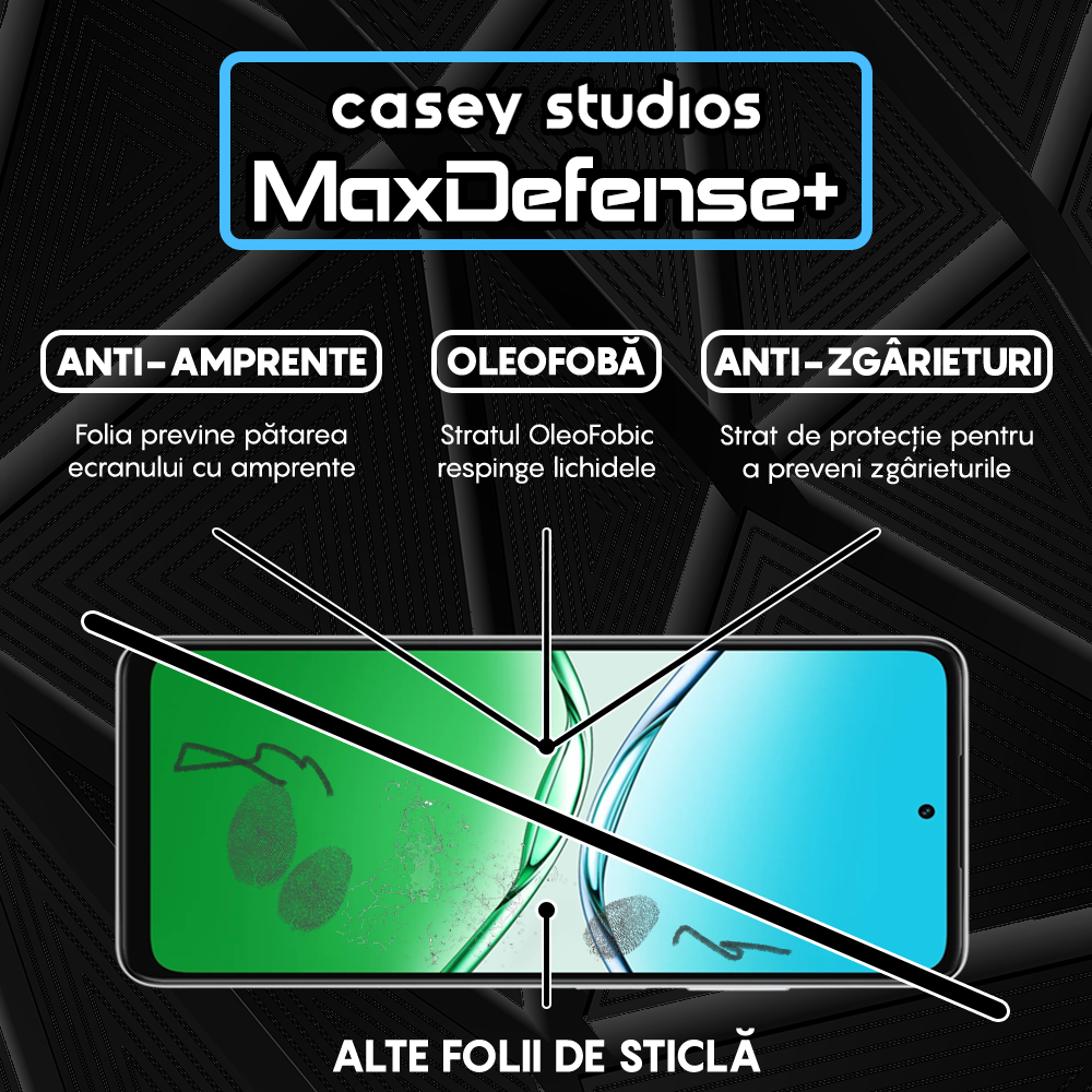 Folie Sticla MaxDefense+ - Oppo A5 Pro 5G - Negru