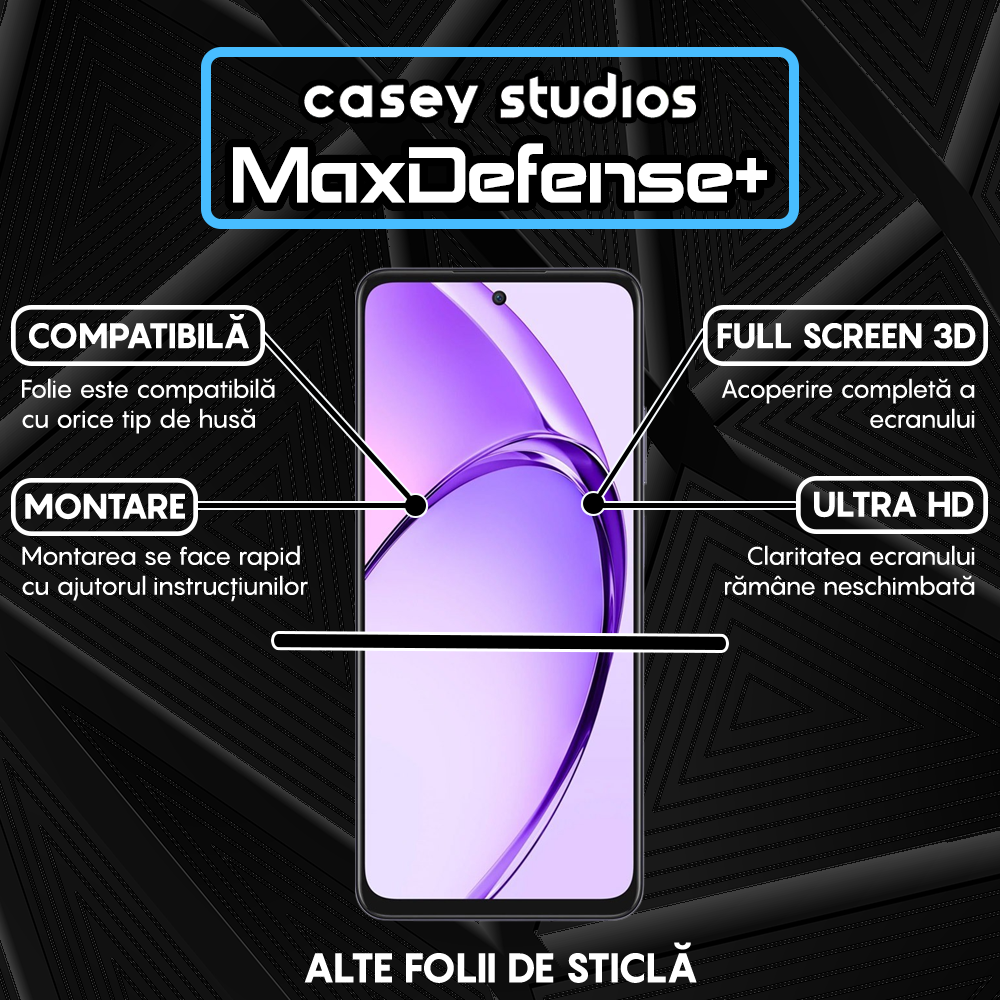 Folie Sticla MaxDefense+ - Oppo A80 - Negru