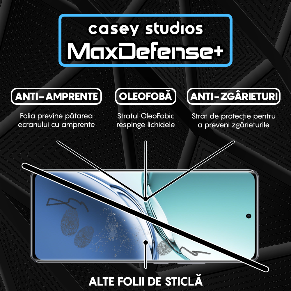 Folie Sticla MaxDefense+ - Oppo F27 Pro Plus - Negru