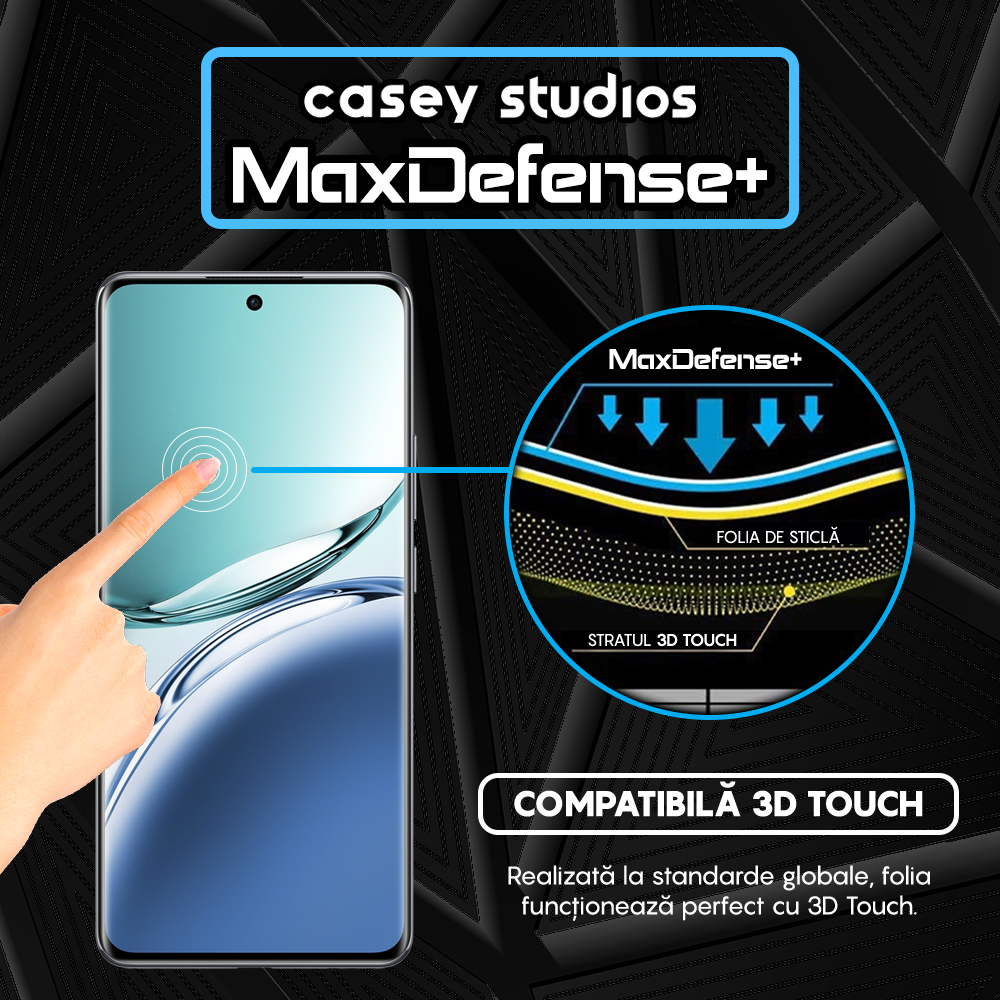 Folie Sticla MaxDefense+ - Oppo F27 Pro Plus - Negru