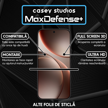 Folie Sticla MaxDefense+ - Oppo Find X9 - Negru