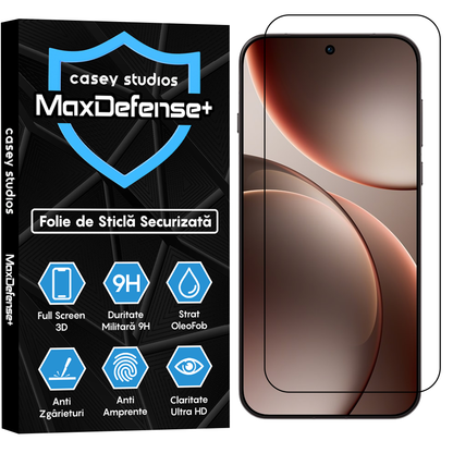 Folie Sticla MaxDefense+ - Oppo Find X9 Pro - Negru