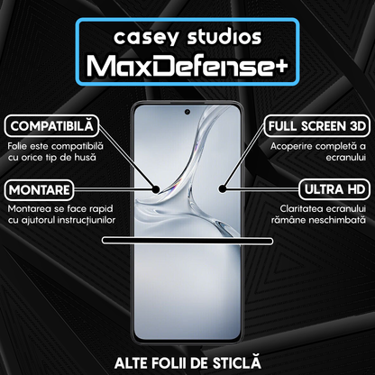 Folie Sticla MaxDefense+ - Oppo K12x - Negru