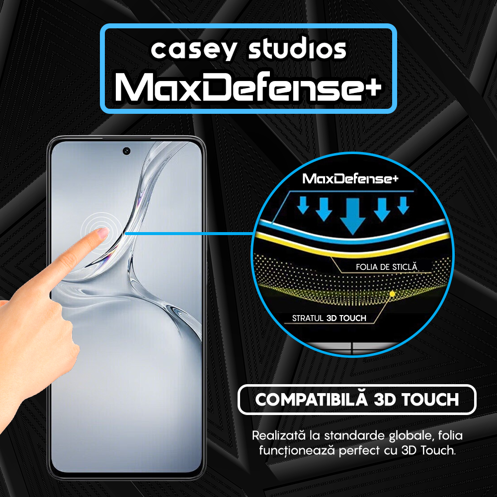 Folie Sticla MaxDefense+ - Oppo K12x - Negru