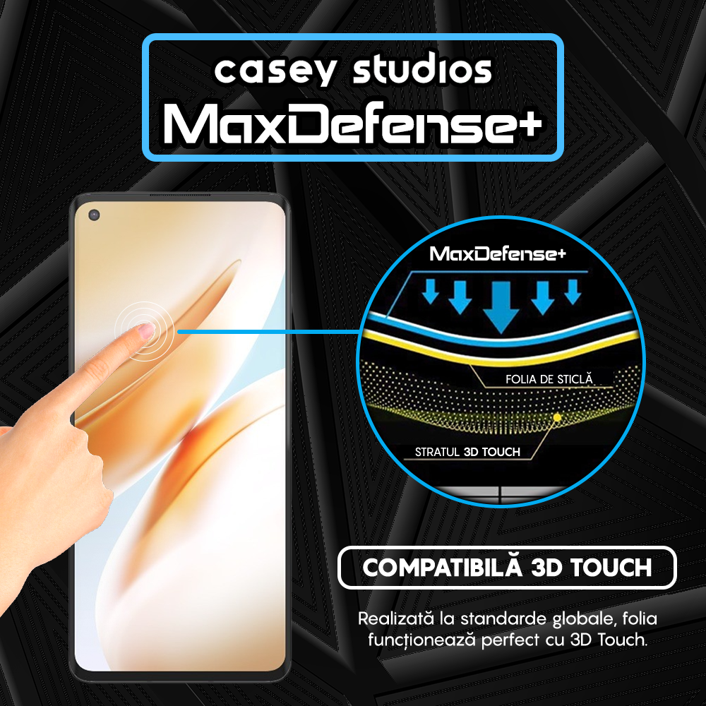 Folie Sticla MaxDefense+ - OnePlus 8 - Negru