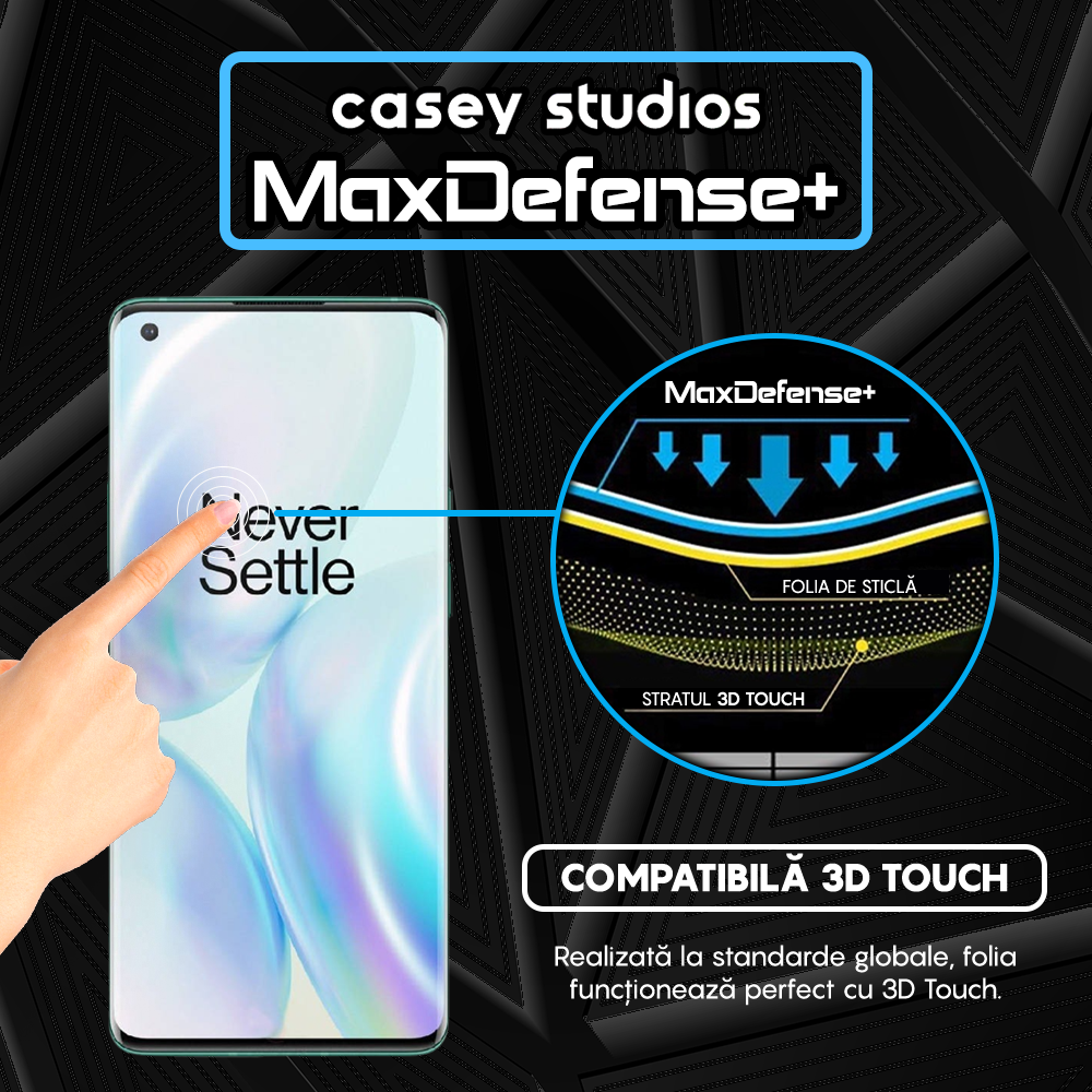 Folie Sticla MaxDefense+ - OnePlus 8 Pro - Negru