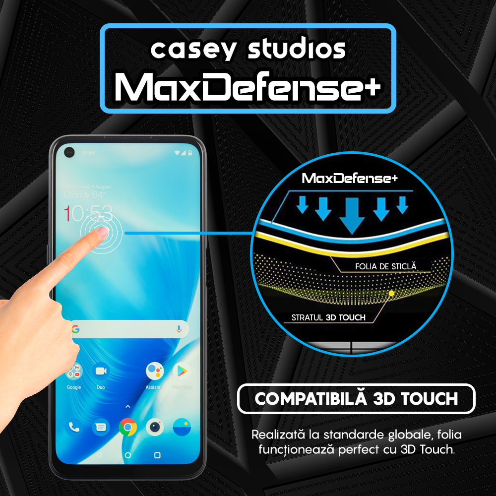 Folie Sticla MaxDefense+ - OnePlus Nord N20 5G/Nord N200 5G - Negru