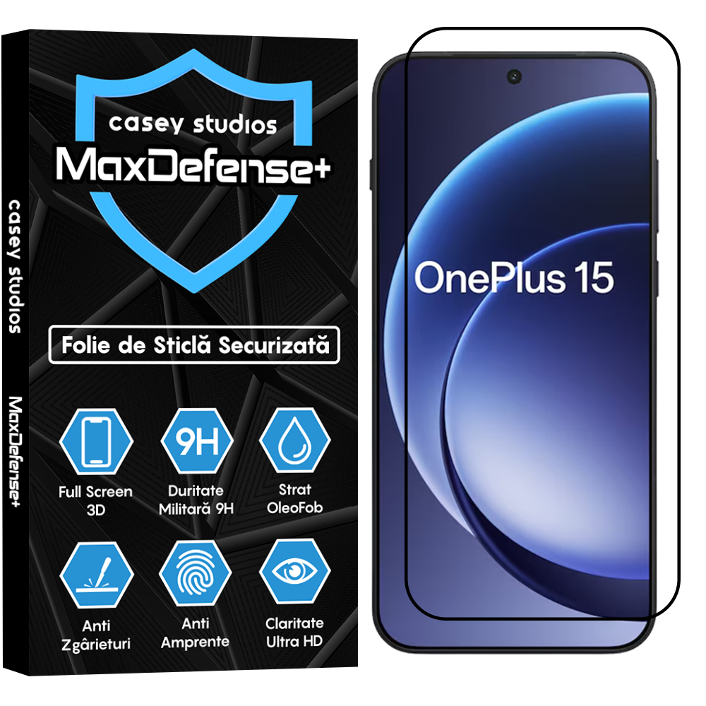 Folie Sticla MaxDefense+ - OnePlus 15 - Negru