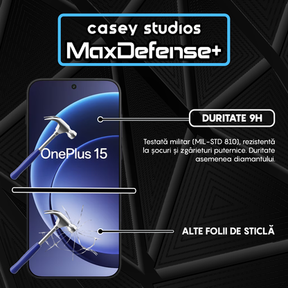 Folie Sticla MaxDefense+ - OnePlus 15 - Negru