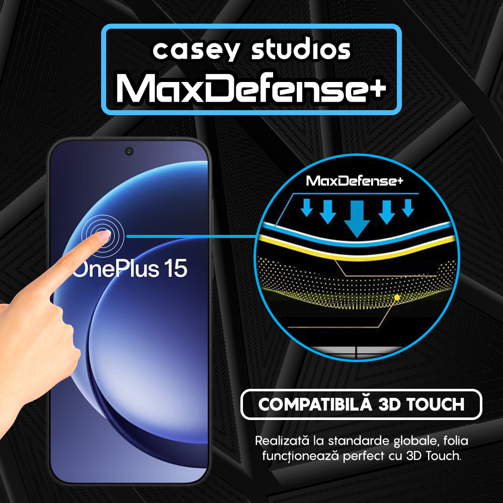 Folie Sticla MaxDefense+ - OnePlus 15 - Negru