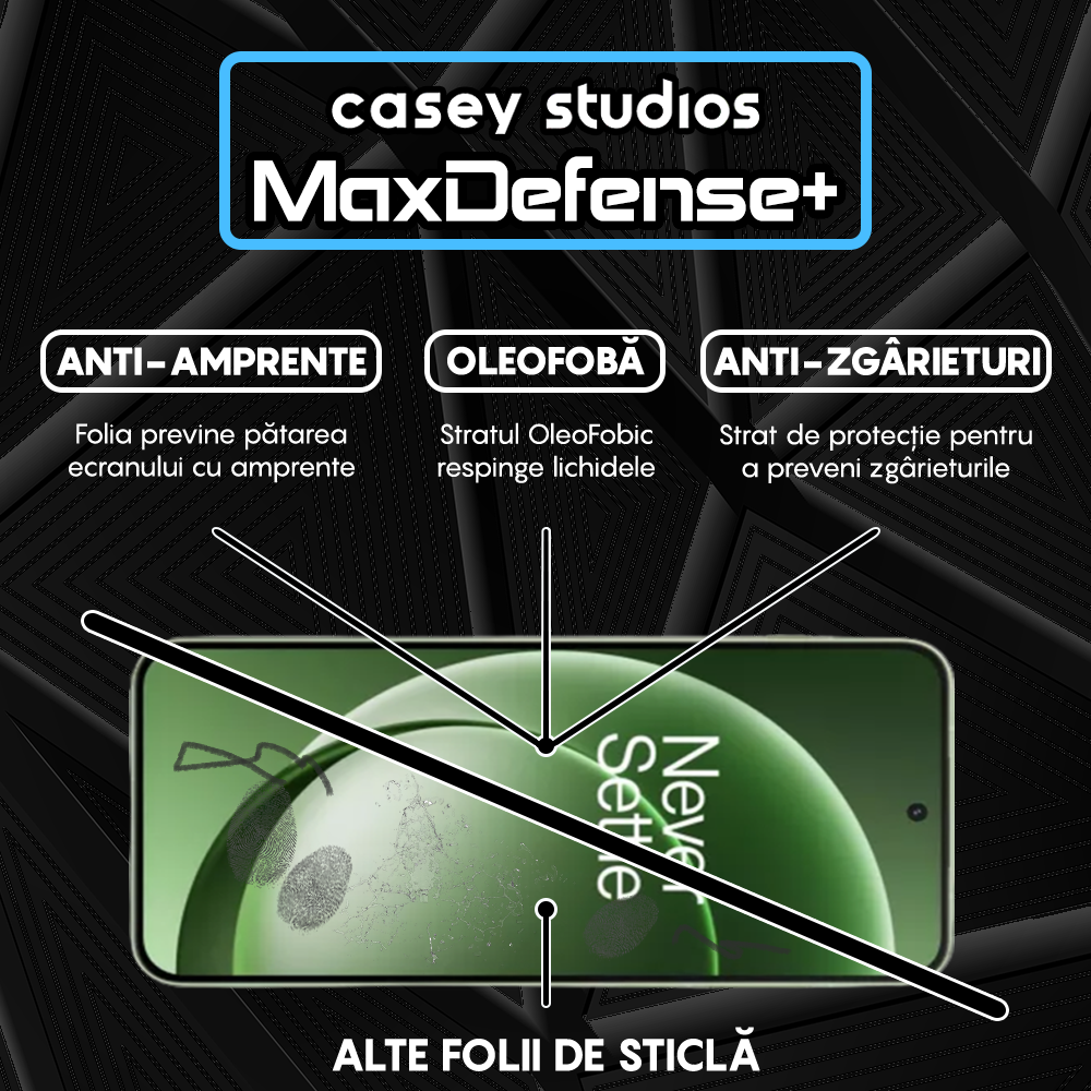 Folie Sticla MaxDefense+ - OnePlus 15R - Negru