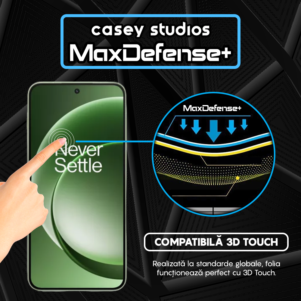 Folie Sticla MaxDefense+ - OnePlus 15R - Negru