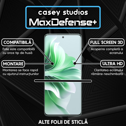 Folie Sticla MaxDefense+ - Oppo Reno11 - Negru