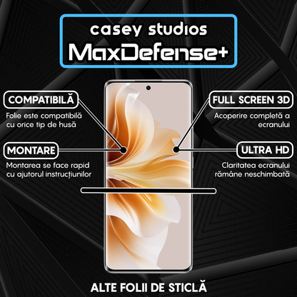 Folie Sticla MaxDefense+ - Oppo Reno11 Pro - Negru