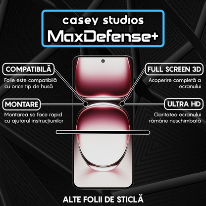 Folie Sticla MaxDefense+ - Oppo Reno12 Pro - Negru