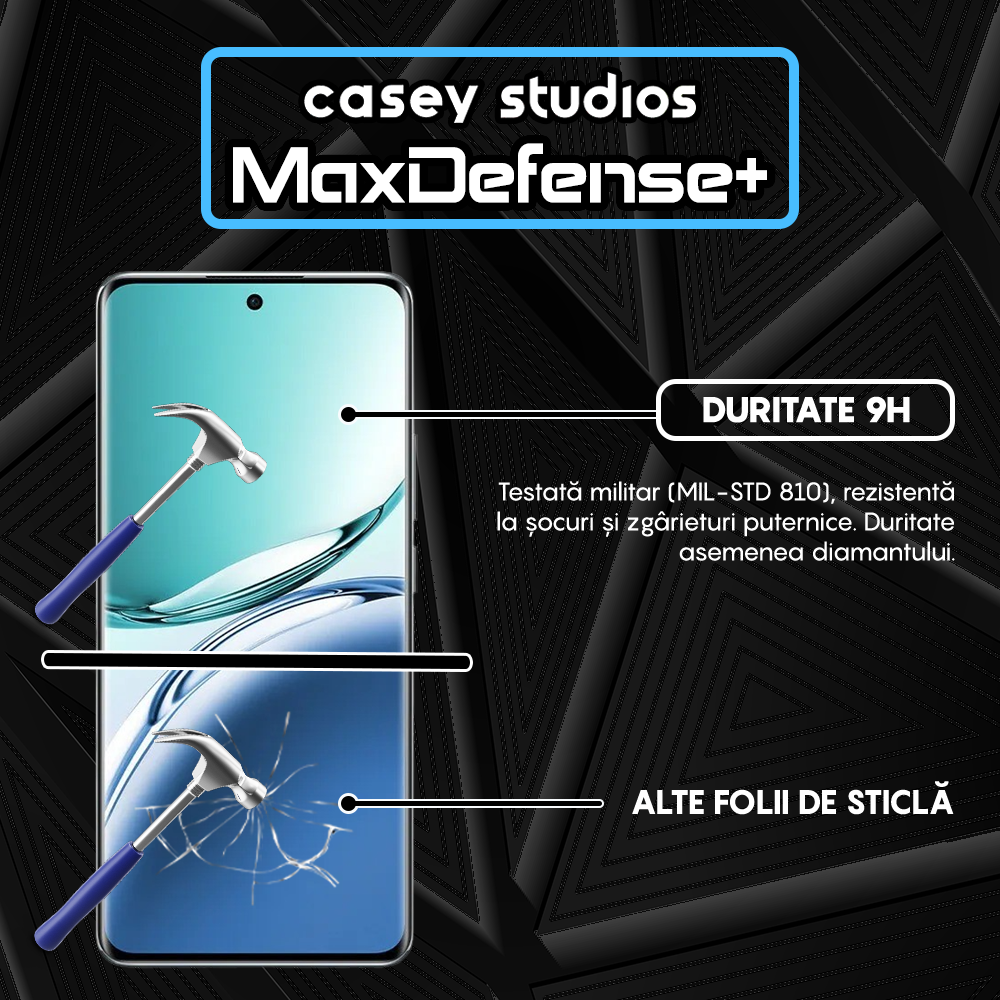 Folie Sticla MaxDefense+ - Realme 13 Pro - Negru