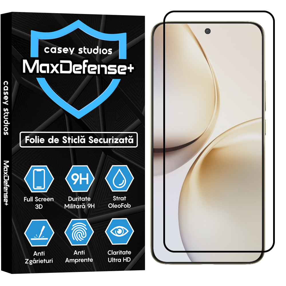 Folie Sticla MaxDefense+ - Realme 14 Pro - Negru