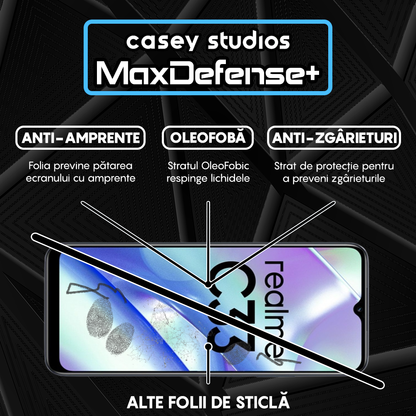 Folie Sticla MaxDefense+ - Realme C33 - Negru