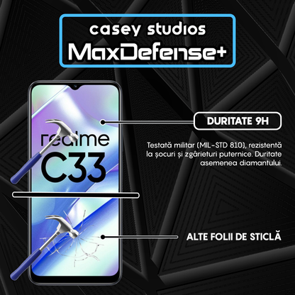 Folie Sticla MaxDefense+ - Realme C33 - Negru