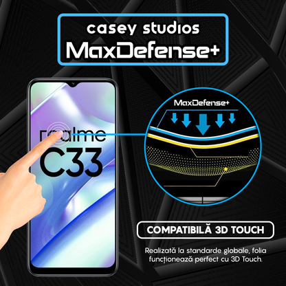Folie Sticla MaxDefense+ - Realme C33 - Negru