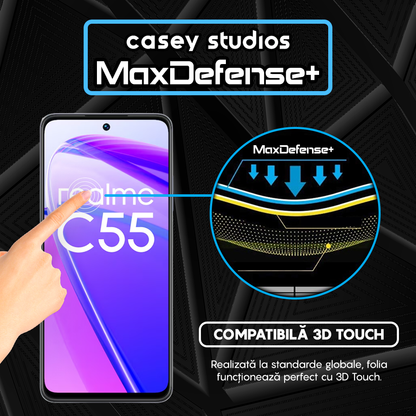 Folie Sticla MaxDefense+ - Realme C55 - Negru