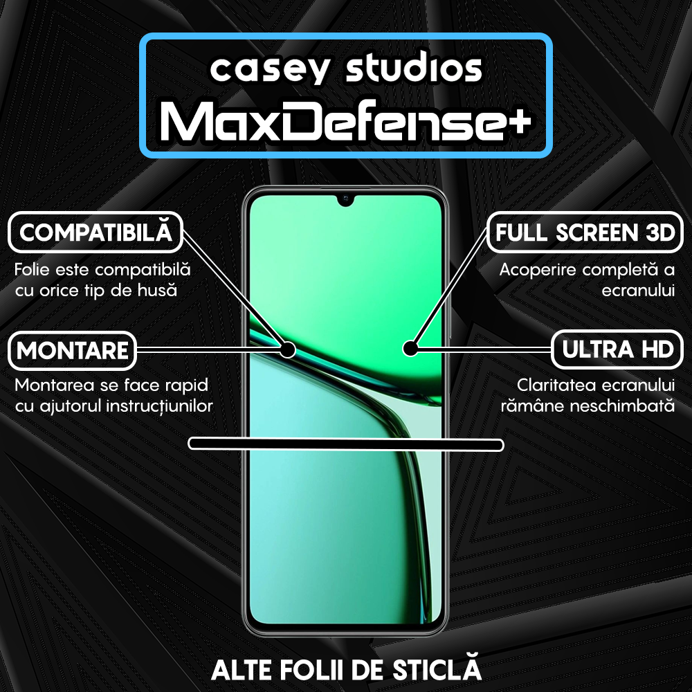 Folie Sticla MaxDefense+ - Realme C63 - Negru