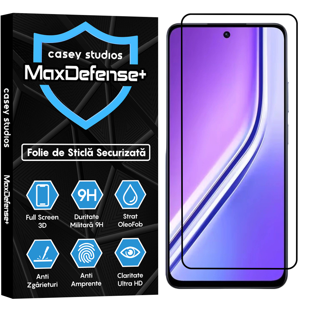 Folie Sticla MaxDefense+ - Realme P3x - Negru