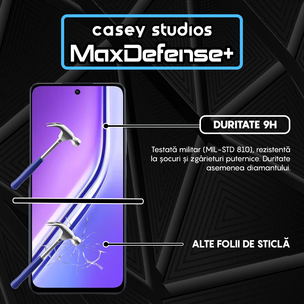 Folie Sticla MaxDefense+ - Realme P3x - Negru