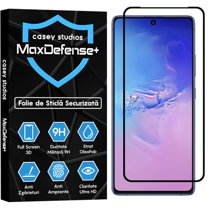 Folie Sticla MaxDefense+ - Samsung Galaxy S10 Lite - Negru