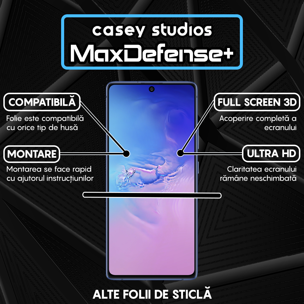 Folie Sticla MaxDefense+ - Samsung Galaxy S10 Lite - Negru