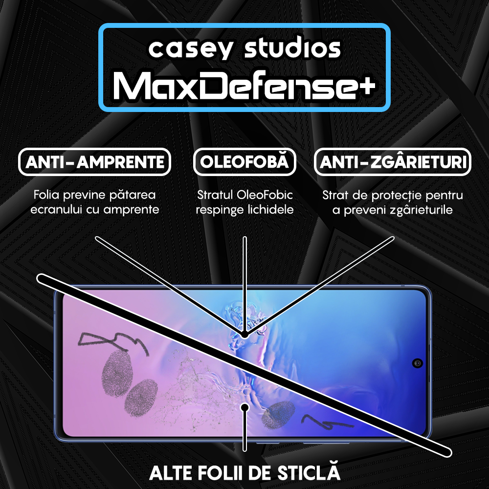 Folie Sticla MaxDefense+ - Samsung Galaxy S10 Lite - Negru